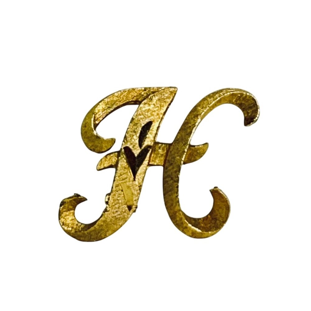 Vintage Mamselle Gold Tone Initial H Brooch (5744-1-2)